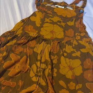 Floral Textured Brown & Mustard Jumpsuit